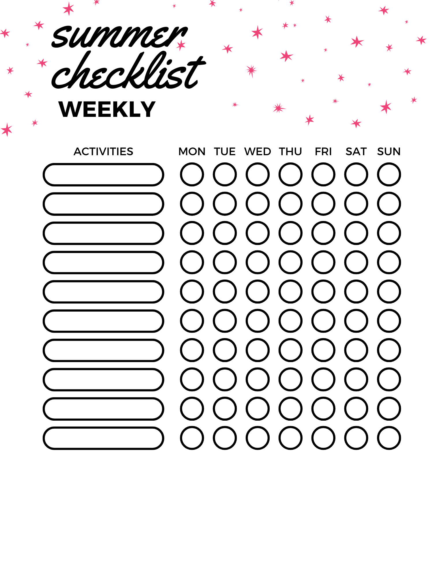 free-printable-weekly-family-summer-checklist-stay-at-home-activity-mom for Free Printable Charts And Checklists Free Printable: Weekly Family Summer Checklist! – Stay at Home Activity Mom for Free Printable Charts And Checklists