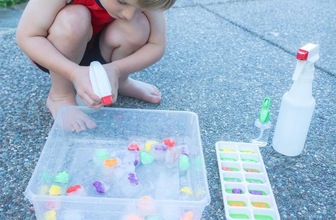 stay at home activity mom budget-friendly summer activities ice cube tray frozen toys activity