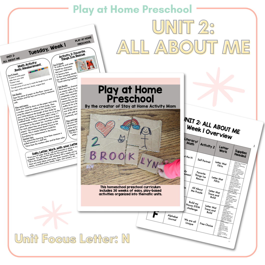 All About Me - Unit 2: Play at Home Preschool