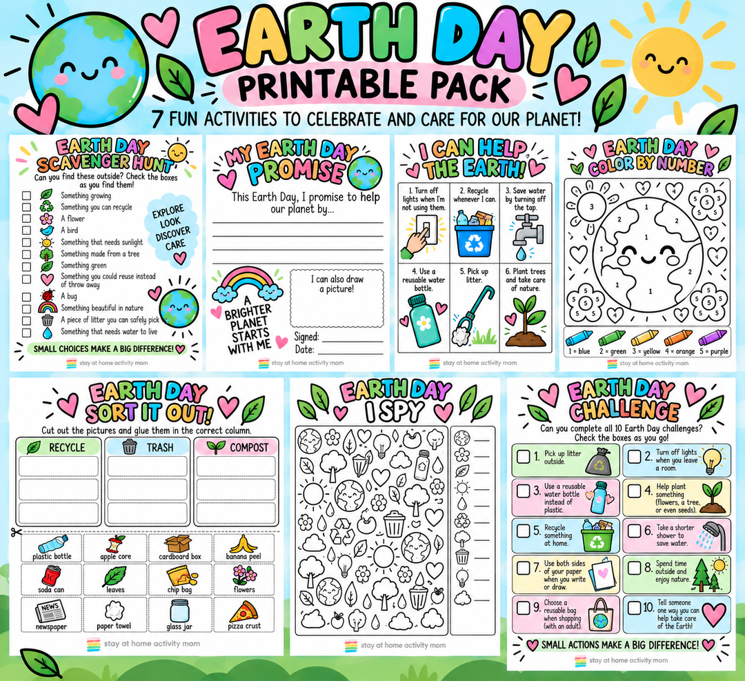 earth day printable pack. 7 free printables for kids