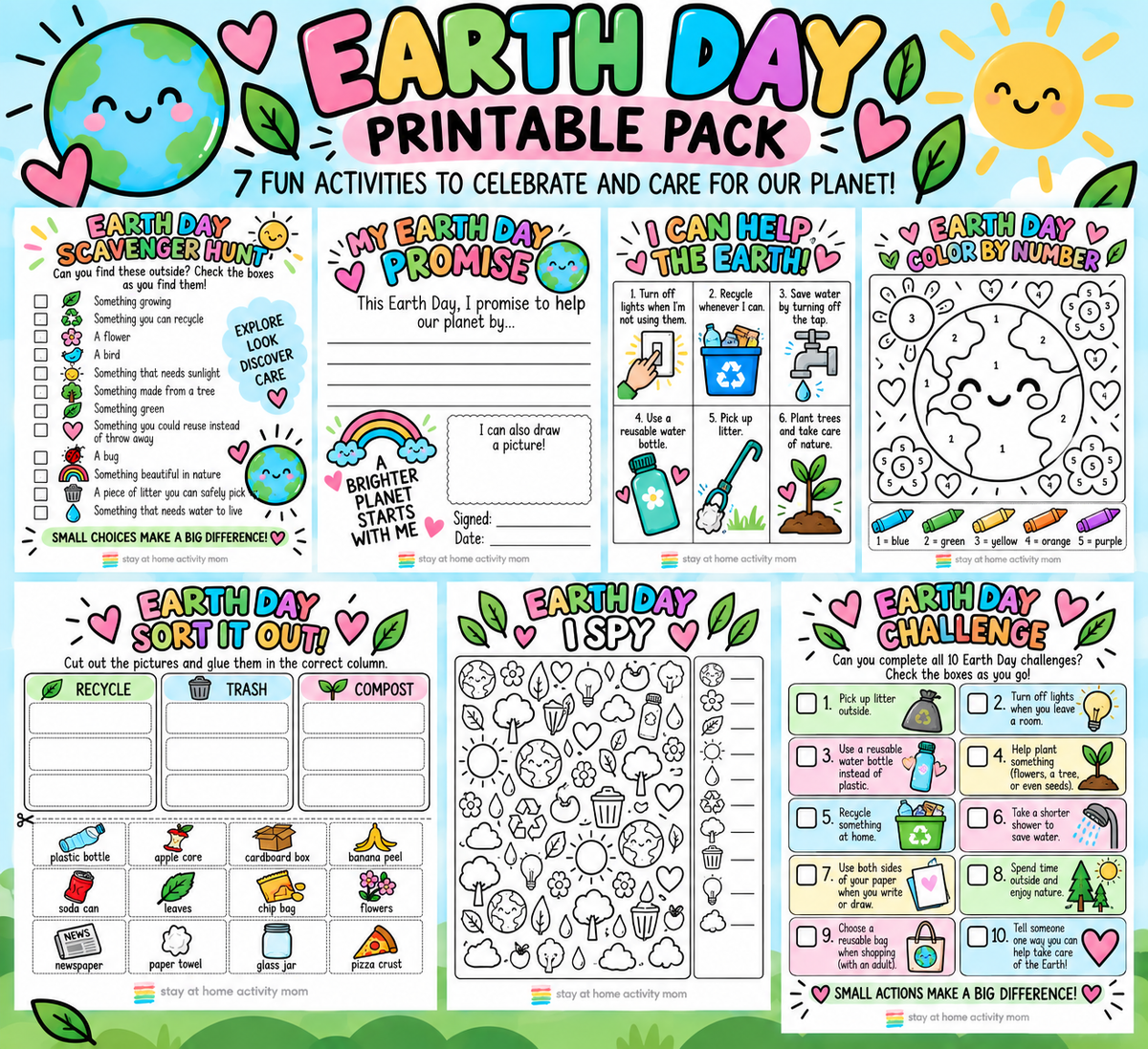 earth day printable pack. 7 free printables for kids