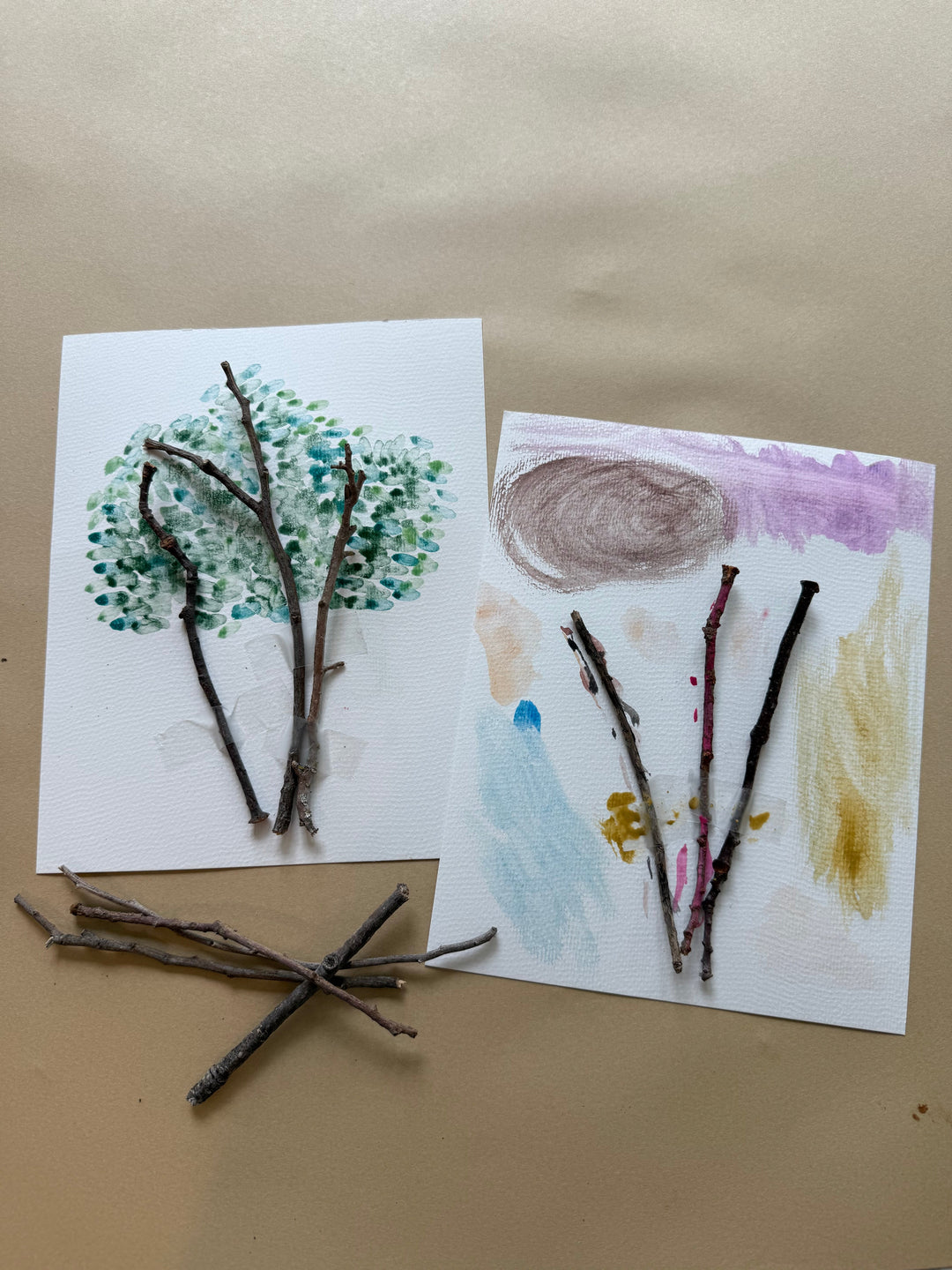 stay at home activity mom easy fall nature art activities sticks autumn trees